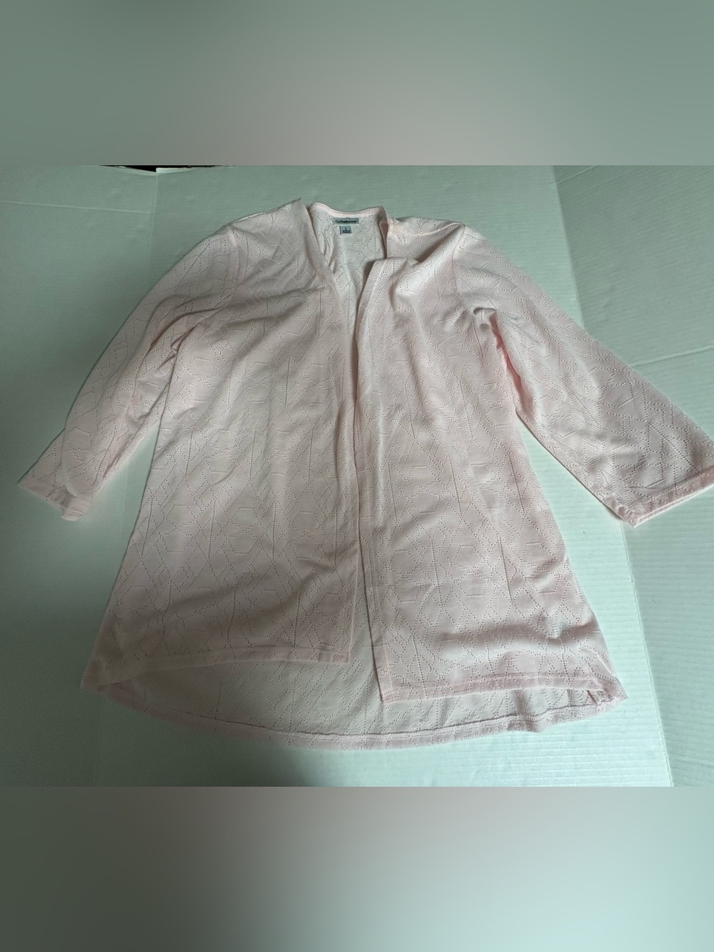 croft & barrow Light Pink Open-Front Eyelet cardigan
